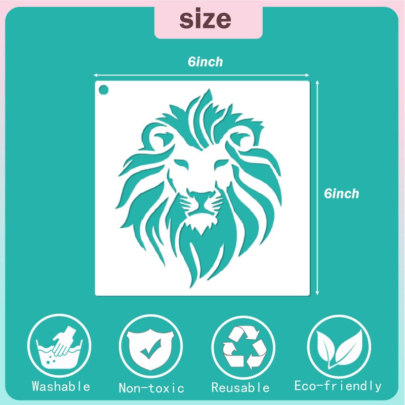 yhslmh Lion Tiger Stencils for Painting on Wood Reusable Animal Spray Paint Stencil for Kids Crafts Canvas Furniture Wall Drawing Card Making Pattern Decorative (Lion Tiger) - Image 3